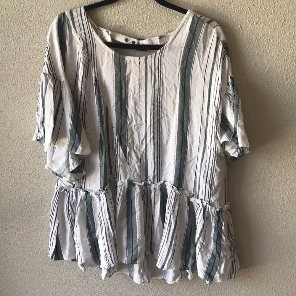 Anthropologie “Aurelie” Boho Flutter Sleeve Top XL